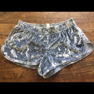 Blue crushed velvet PINK shorts